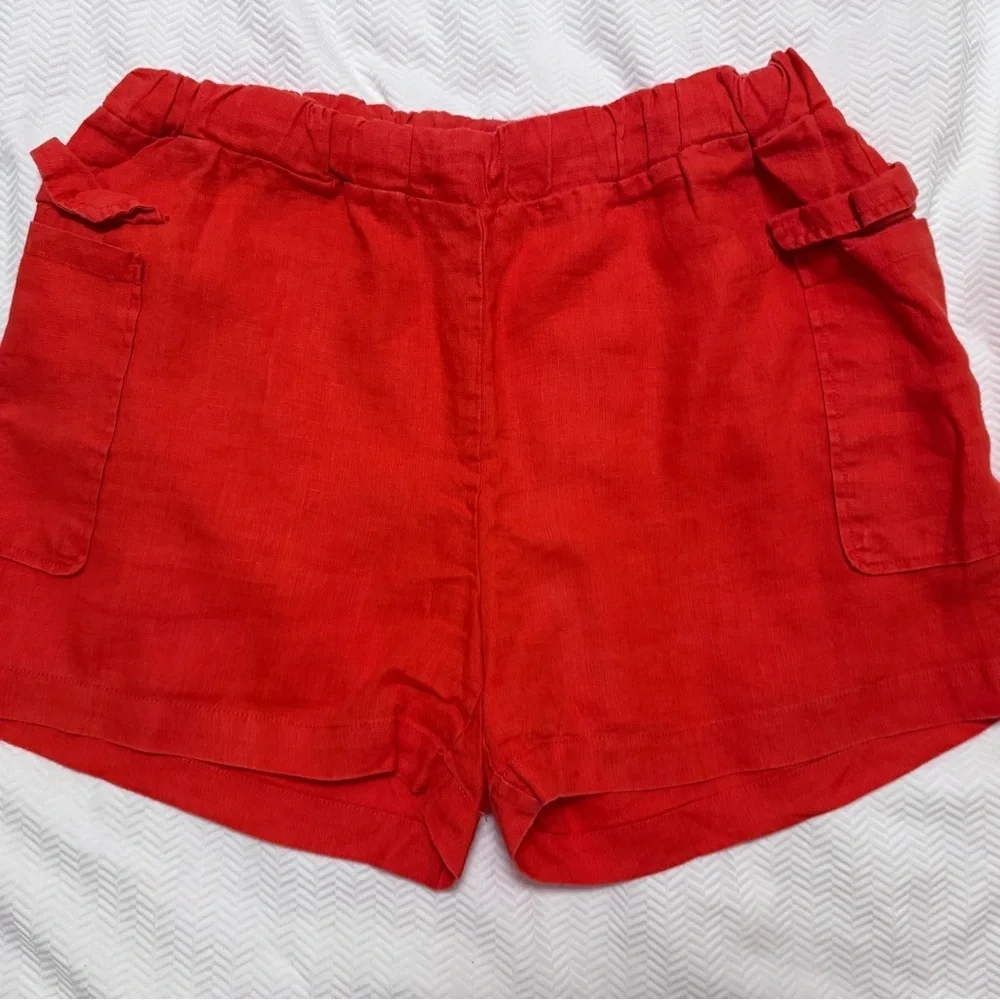 Saks Fifth Avenue Linen Orange Shorts In Size SMALL - Picture 1 of 6